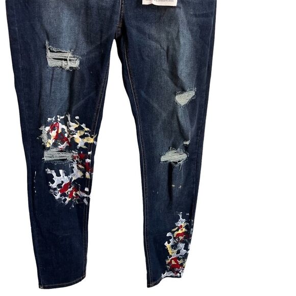 AP Blue Paint Splash Skinny Jeans junior size 15 - Picture 4 of 15